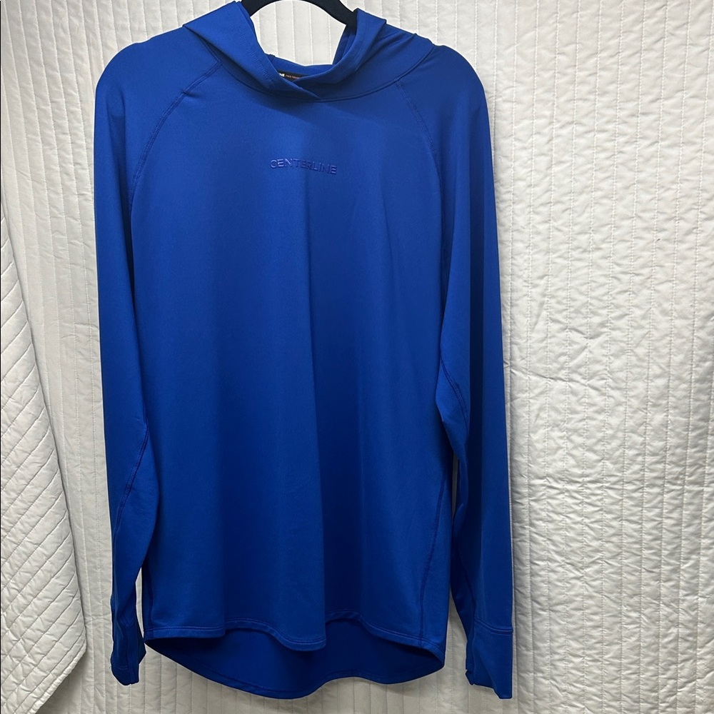 Layering hoodie:: Blue Hooded Long Sleeve Top